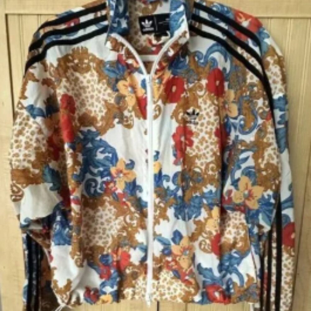 Adidas Track Jacket x Her Studio London Womens L Floral Full Zip Windbreaker